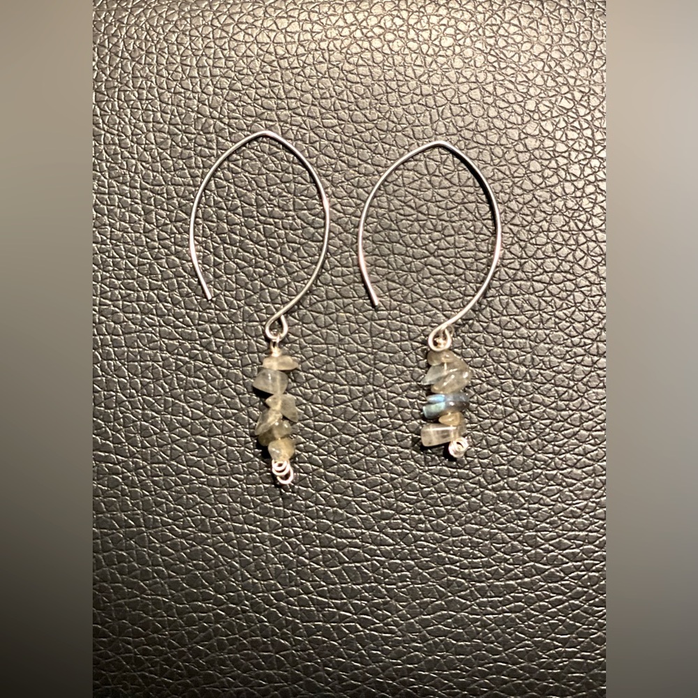 Genuine Gemstones, NWOT Labradorite, Stainless Steel, French Wire earrings